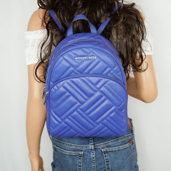 Michael Kors Abbey M Quilted Backpack Blue
